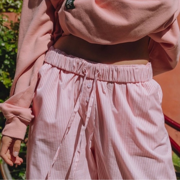 Daily Drills Poplin Resort Pant dusty rose and white stripes xs/s Sold out style - Picture 2 of 9